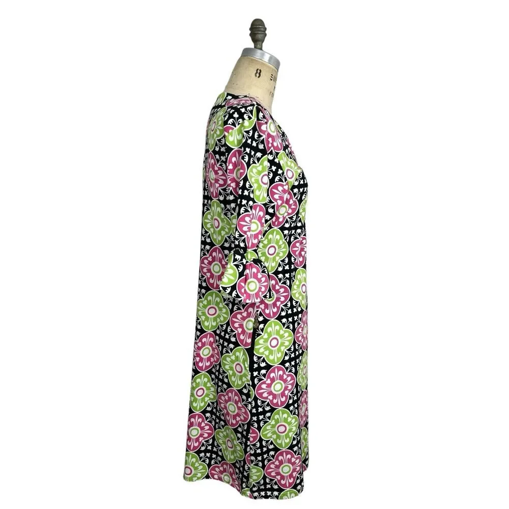 Tracy Negoshian Ponte Knit Dress L Ruffle Country Club Colorful Preppy Resort - Picture 3 of 16